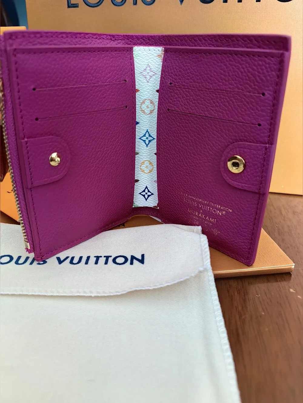 Louis Vuitton Pink Embossed Monogram Small Wallet with Gold Charm - Picture 6 of 15